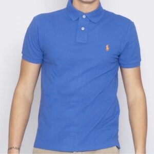 Ralph Lauren Men's Polo Shirt in Blue with Orange Logo